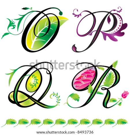 Logo Design  Alphabets on Alphabets Elements Design   Series O To R Stock Vector 8493736