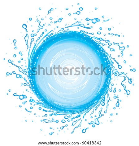 Water splash in round shape swirl frame vector layered. Water splash in round shape swirl frame vector layered.