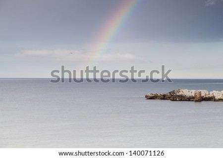 Colourful rainbow at the sea/Rainbow over the mediterranean sea