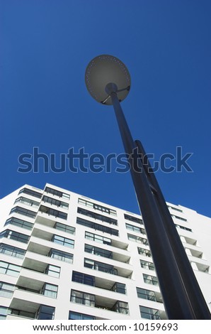City light in a modern residential area in Rijswijk, Holland