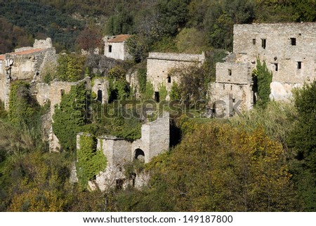Ruins of the ancient village in Liguria region of Italy