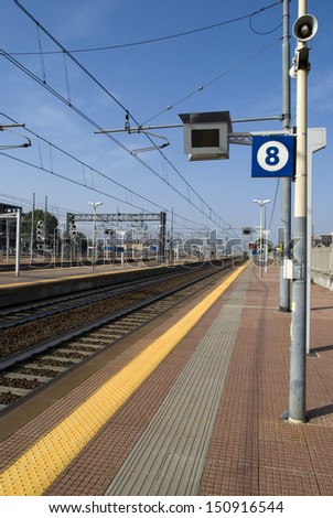 MILAN - OCTOBER  21: Train tracks in an train station in Milan in October 21, 2012.