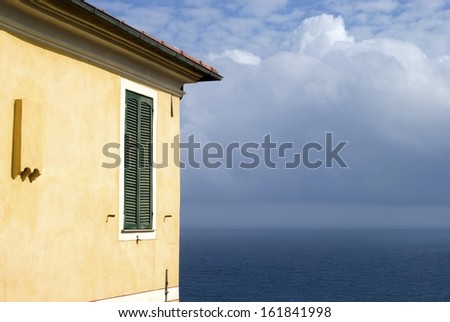 House on the sea landscape. Liguria, Italy