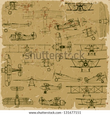 Retro seamless vintage airplanes pattern old paper Plus three objects cracked surface Grunge effects can be removed Retro seamless vintage airplanes pattern old paper Plus three objects cracked surface Grunge effects can be removed