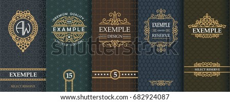 Exquisite set of design templates for label and package of whiskey.