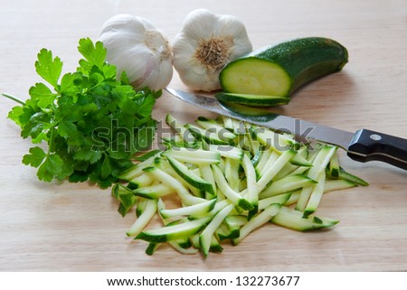 Cut zucchini ready to cook