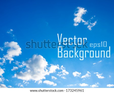 Vector sky. Blue sky with cloud closeup.