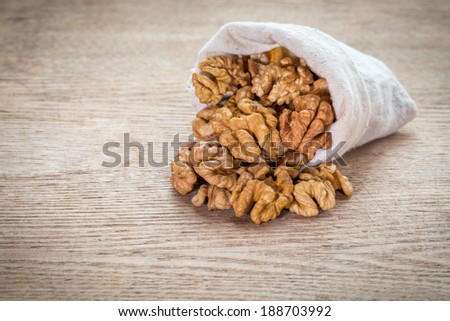 Walnuts in a small bag.