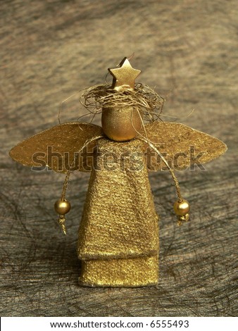 angel, porter, handmade, gold, paper, string, bead, look after, guard, christmas, aureole, star, wings, object