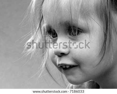 child, small, young, girl, eyes, mouth, hair, teeth, eye-lash, pretty, black, white, portrait, nose, lovely, model, smile, nice