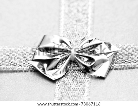 Silver ribbon on gift