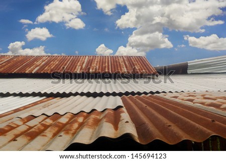 Old zinc roof and beautiful sky