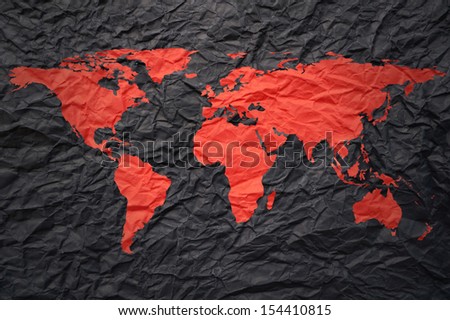 world map made by paper cut with clipping path.