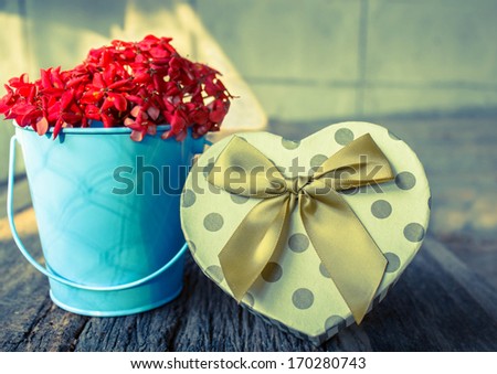 Heart Shaped Valentines Day Gift Box With Flower