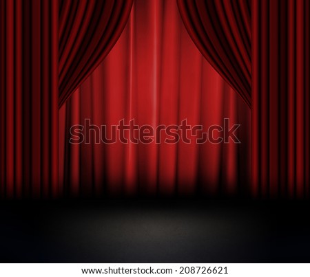 Red curtains on theater or cinema stage
