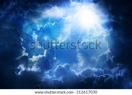 Bright and dark clouds with sun ,on the heaven.