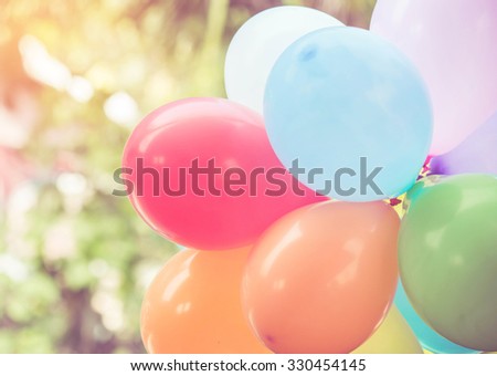 vintage balloon with colorful in the garden.