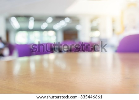 library with table desk defocused background.
