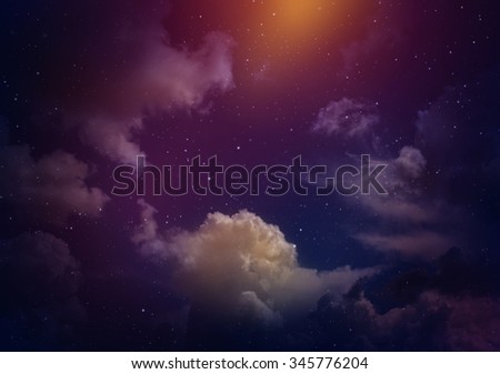 Stars in the night sky,blue and purple background.