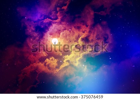 Space of night sky with moon and stars.