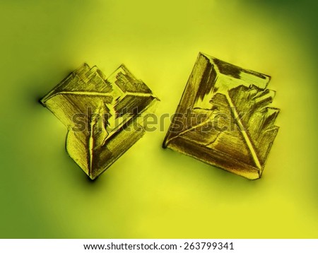 Photographic image of microscopic table salt crystals illuminated by LED light