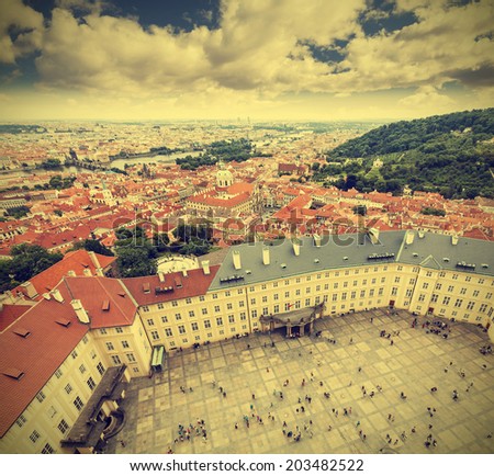 Prague Old Town, the Czech Republic, retro effect.