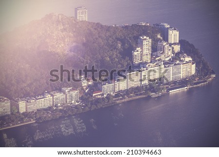Vintage aerial view of Rio de Janeiro, Brazil