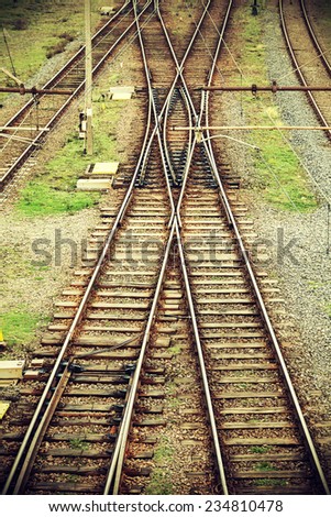 Vintage retro filtered picture of railway tracks.