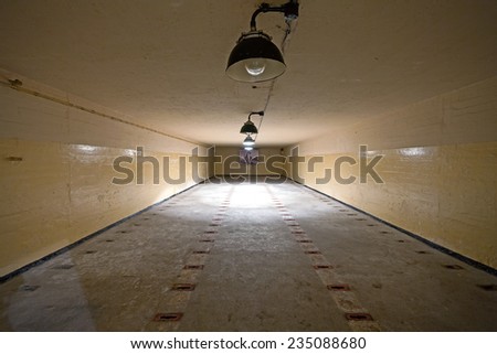 PODBORSKO, POLAND - NOVEMBER 29, 2014: Nuclear warheads storage room in Soviet nuclear weapon bunker. During the Cold War, three of such a top secret facilities were located in Poland.