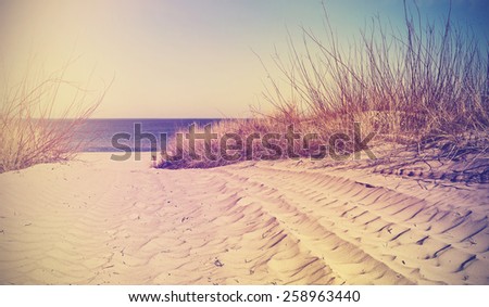 Vintage filtered beach, nature background or banner.