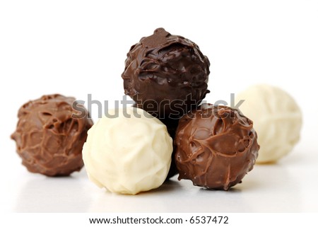 chocolate truffles on white
