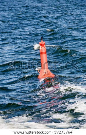 Navigation mark with number on the Baltic sea near Ruegen island
