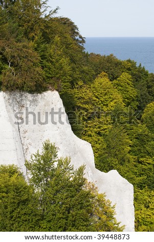 Chalk cliff Koenigsstuhl, King's chair, in the Jasmund National Park, landmark of Ruegen island, Germany