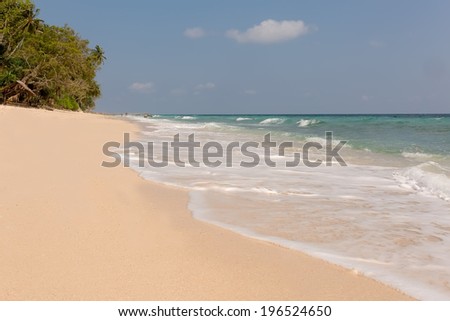 sea Ã?Â¢??Ã?Â¢??beach blue sky sand sun daylight, palm relaxation landscape viewpoint for design postcard and calendar in Indonesia