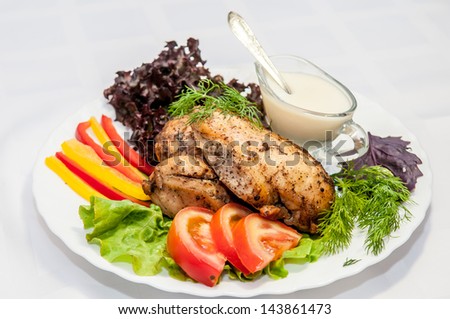 roast chicken with vegetables white sauce