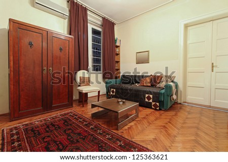 Retro style furniture in old home interior