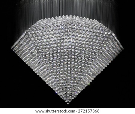Chandelier made from crystal gem stones in diamond shape