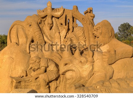 BURGAS, BULGARIA - OCTOBER 04: Sand sculpture in Burgas Sand Sculptures Festival on OCTOBER 04, 2015 in Burgas, Bulgaria