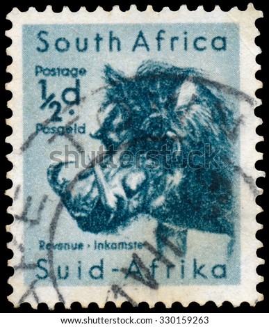 SOUTH AFRICA - CIRCA 1954: Stamp printed in South Africa, shows a desert warthog - Phacochoerus aethiopicus, circa 1954