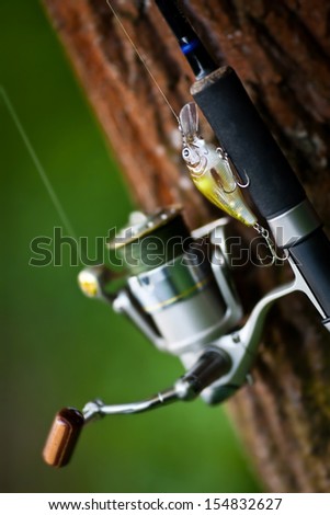 fishing reel. blur background
