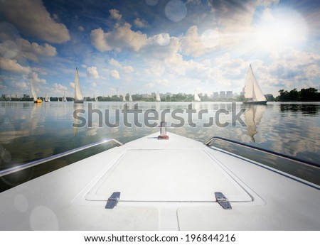 Yacht boats running in the river