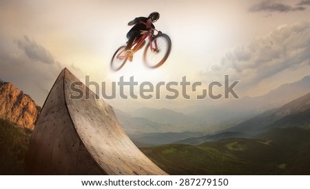 Sport. Motion biker jumps
