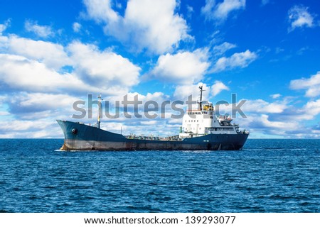 A tanker ship on open sea Mediterranean