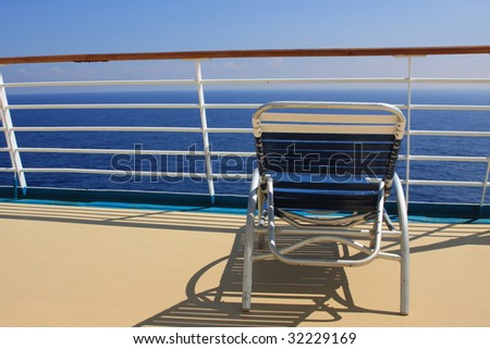 Beach chair on cruise ship deck