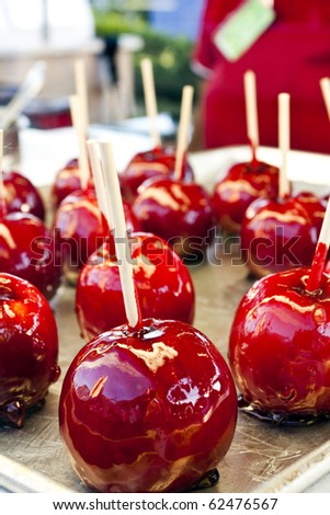 Candied apples on a cookie sheet at the State Fair