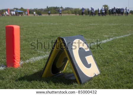 Goal line marker on a football field