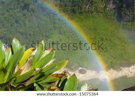 stock photo : Kaieteur Falls In Guyana, South America With Beautiful Rainbow