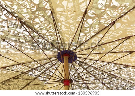 Shape and structure of patio umbrella.