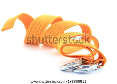 Tow rope for car isolated on white.
