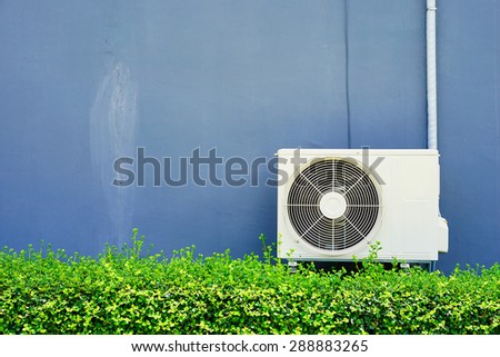 Air compressor installation on pedestal.outdoor